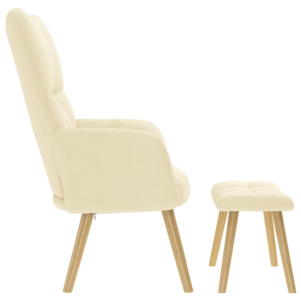 Scaun de relaxare cu taburet, crem, textil GartenMobel Dekor