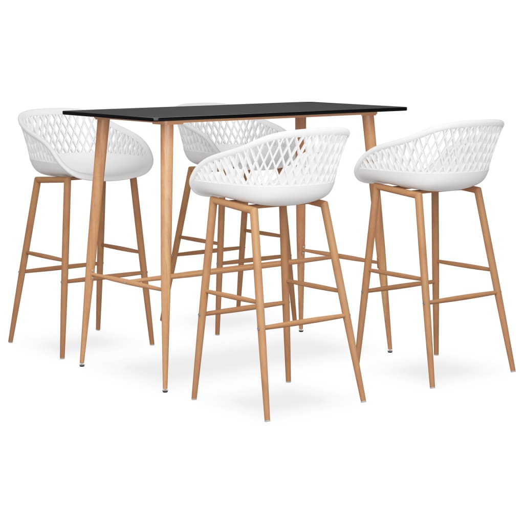Set mobilier de bar, 5 piese, negru și alb GartenMobel Dekor