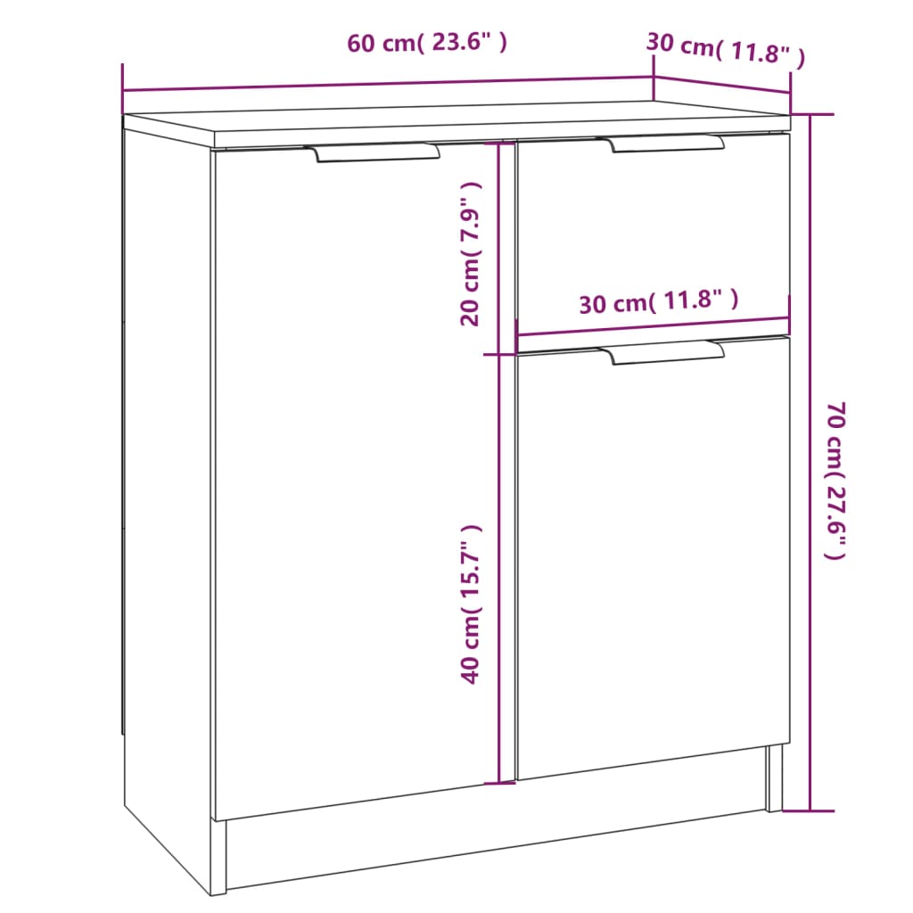 Dulap, alb, 60x30x70 cm, lemn prelucrat GartenMobel Dekor