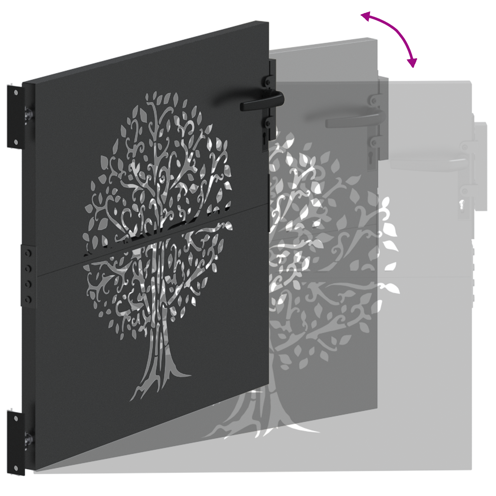 Poartă de grădină Negru 100 x 100 cm Oțel vopsit în pulbere GartenMobel Dekor