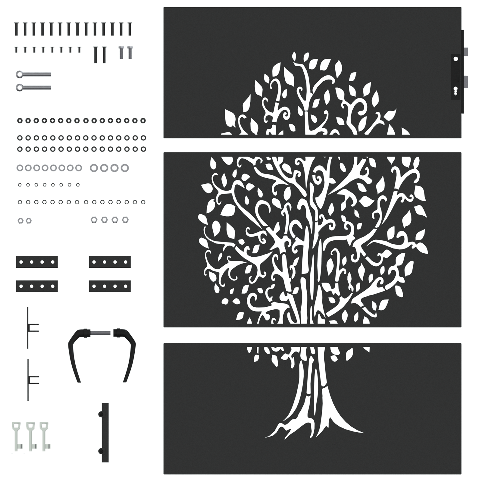 Poartă de grădină Negru 100 x 125 cm Oțel vopsit în pulbere GartenMobel Dekor