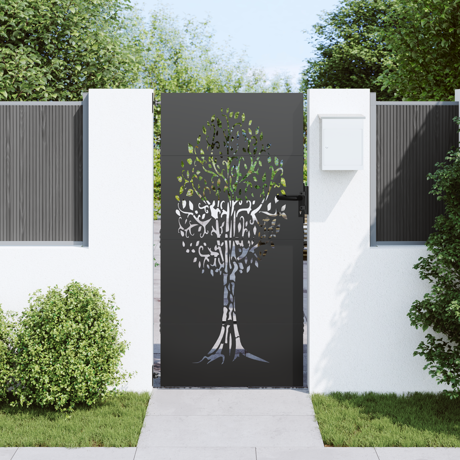 Poartă de grădină Negru 100 x 175 cm Oțel vopsit în pulbere GartenMobel Dekor