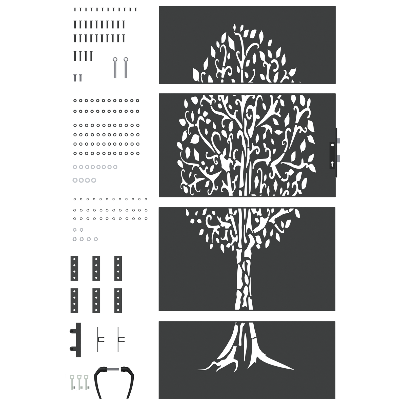 Poartă de grădină Negru 100 x 175 cm Oțel vopsit în pulbere GartenMobel Dekor