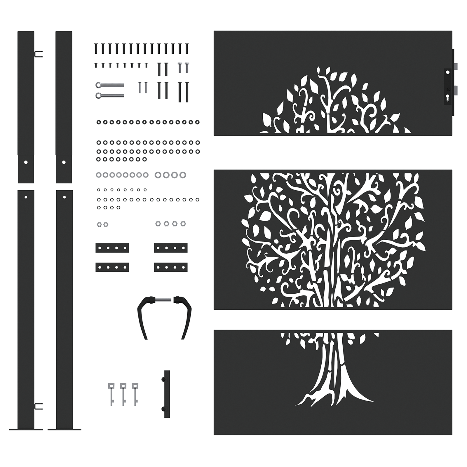 Poartă de grădină Negru 105 x 125 cm Oțel vopsit în pulbere GartenMobel Dekor