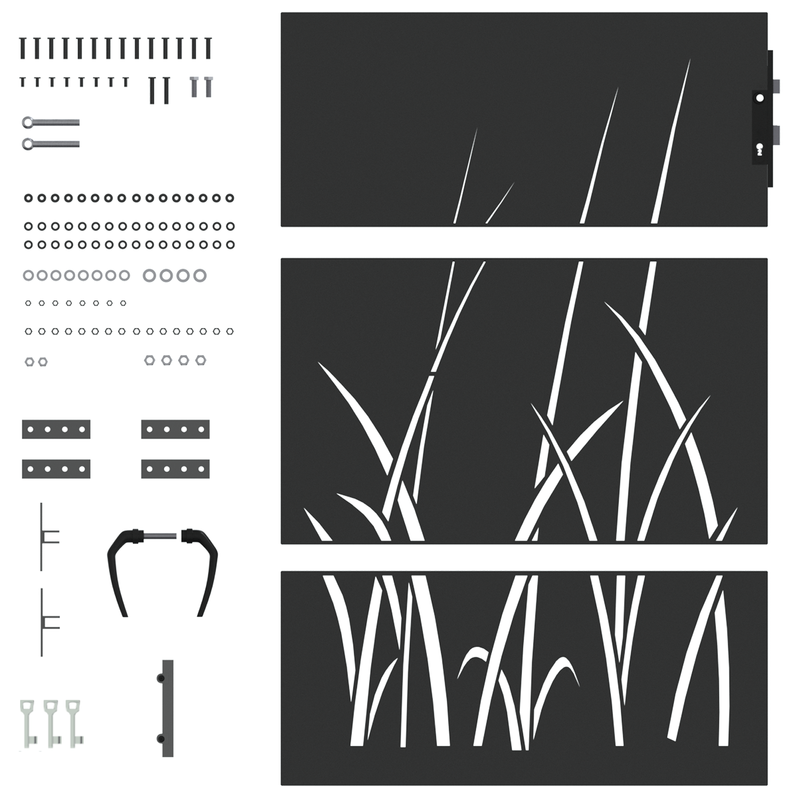 Poartă de grădină Negru 105 x 125 cm Oțel vopsit în pulbere GartenMobel Dekor