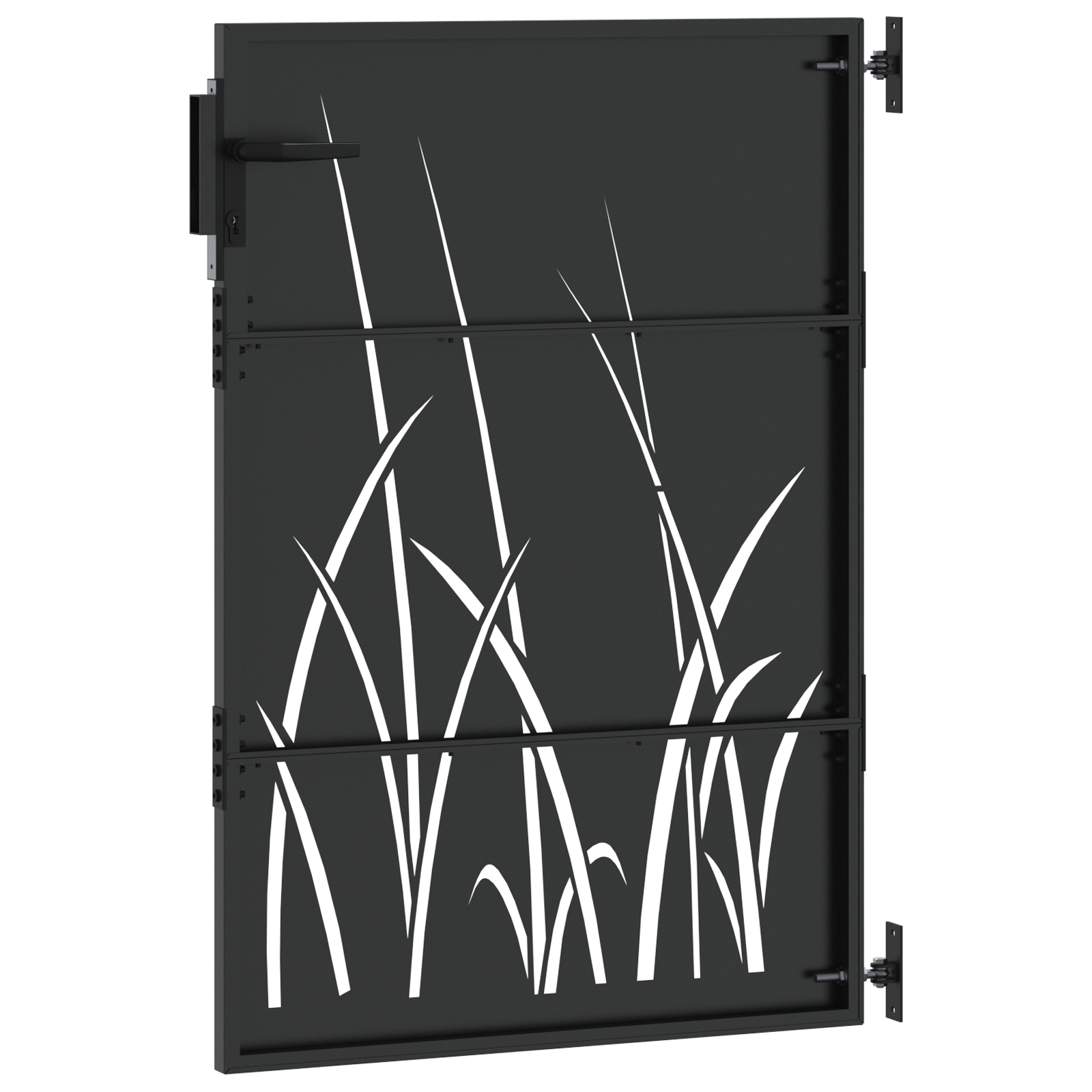 Poartă de grădină Negru 105 x 125 cm Oțel vopsit în pulbere GartenMobel Dekor