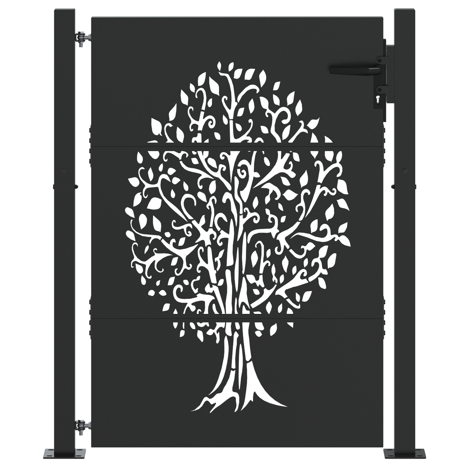 Poartă de grădină Negru 105 x 125 cm Oțel vopsit în pulbere GartenMobel Dekor