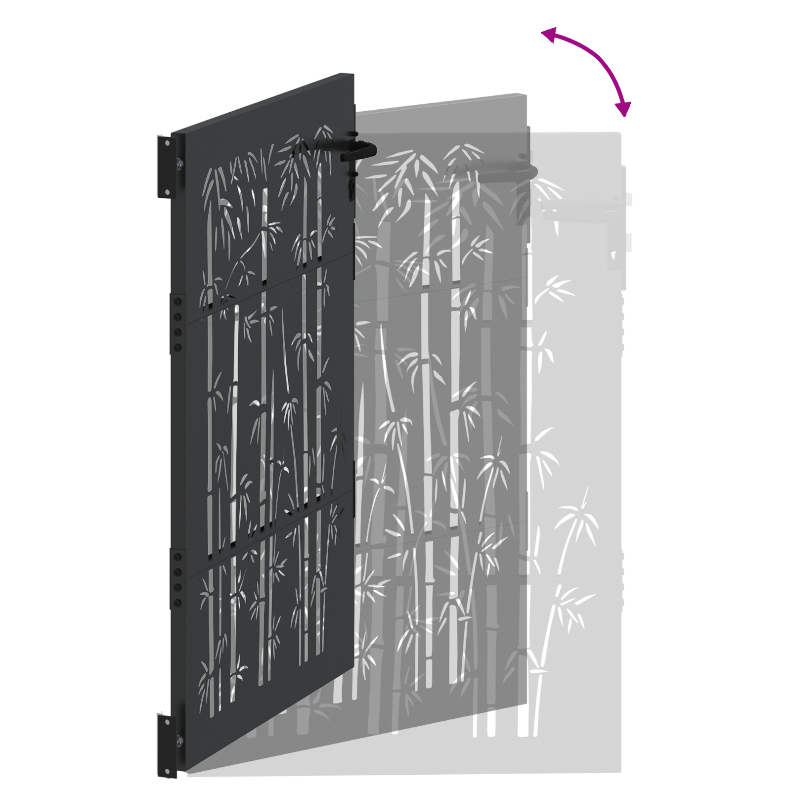 Poartă de grădină Negru 105 x 125 cm Oțel vopsit în pulbere GartenMobel Dekor