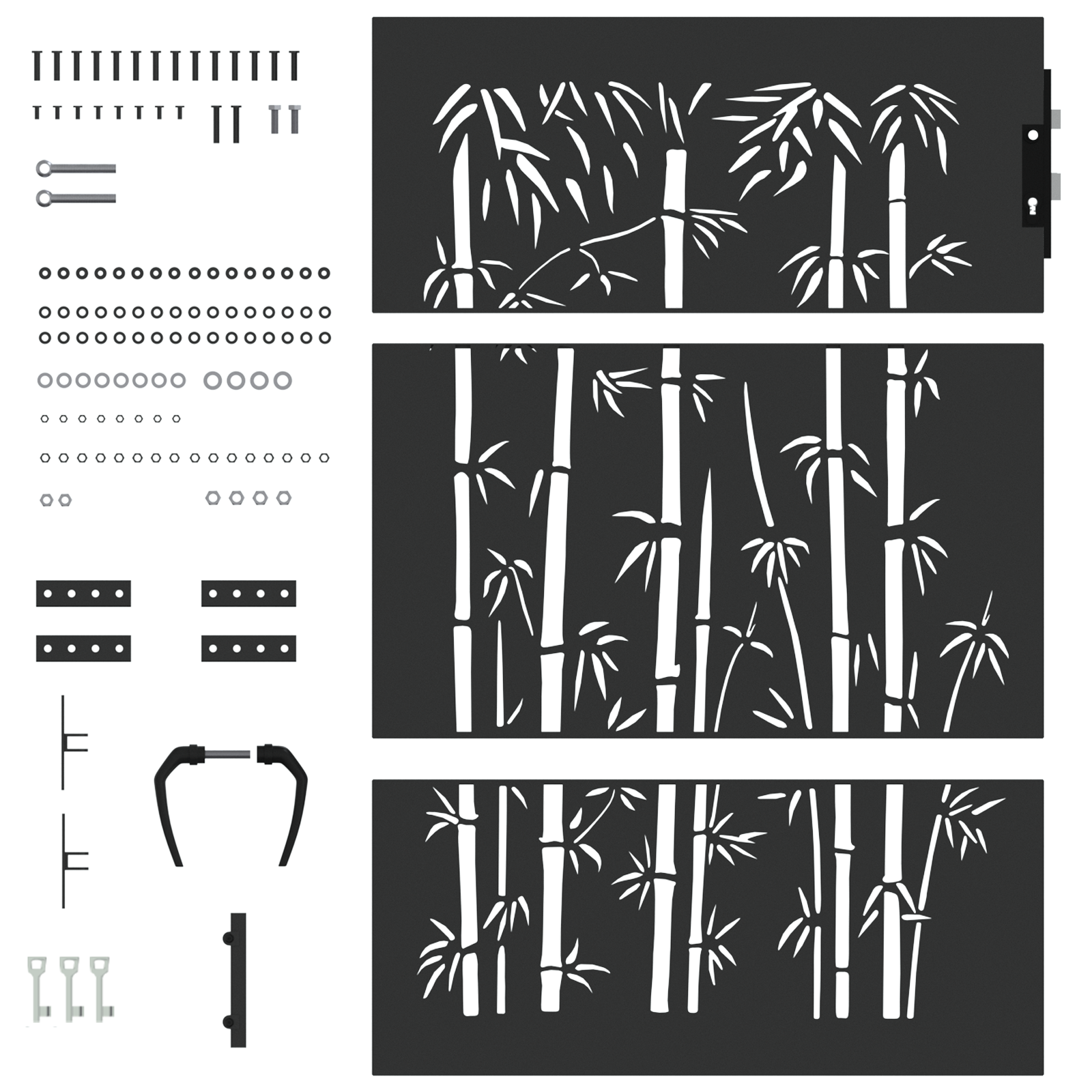 Poartă de grădină Negru 105 x 125 cm Oțel vopsit în pulbere GartenMobel Dekor