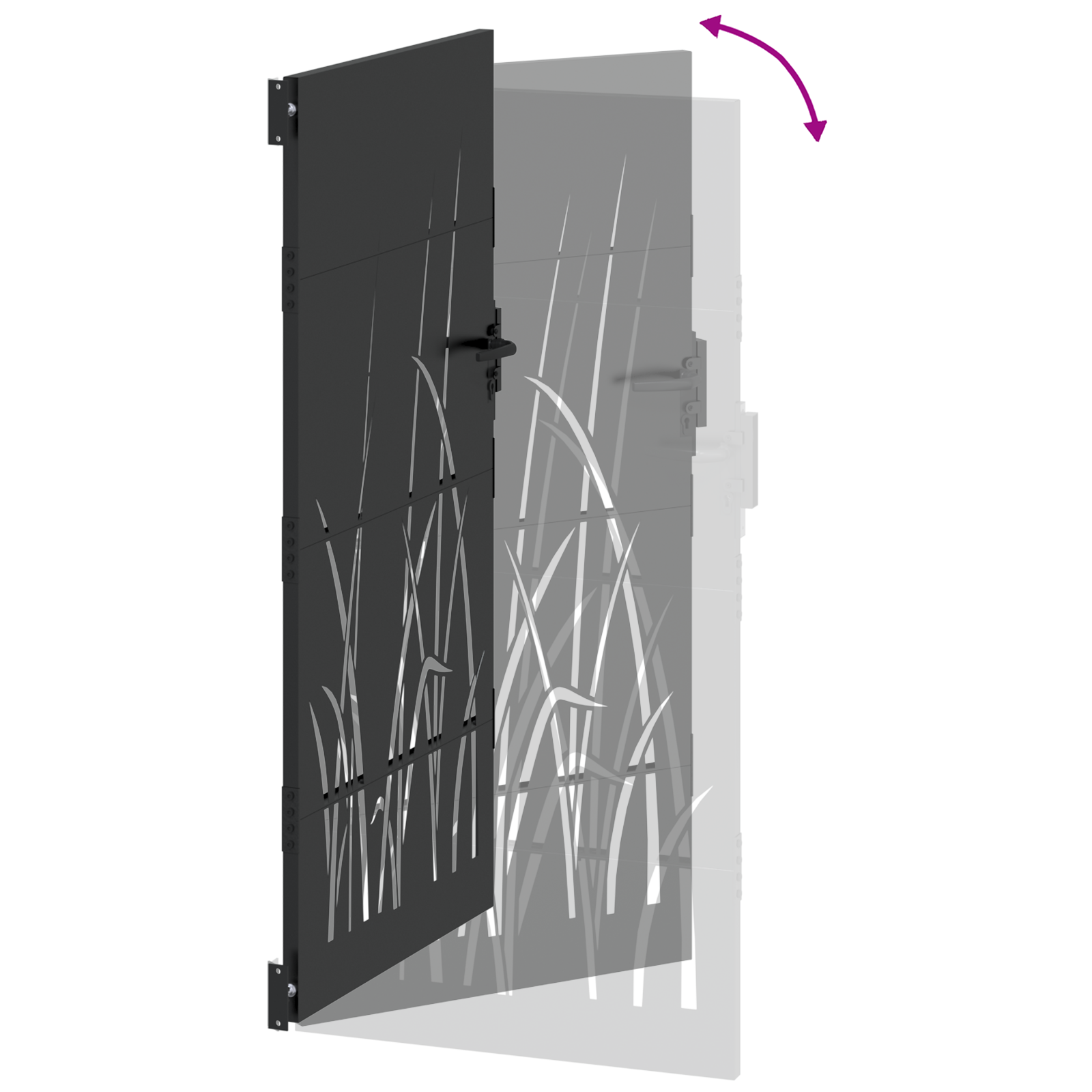 Poartă de grădină Negru 105 x 175 cm Oțel vopsit în pulbere GartenMobel Dekor