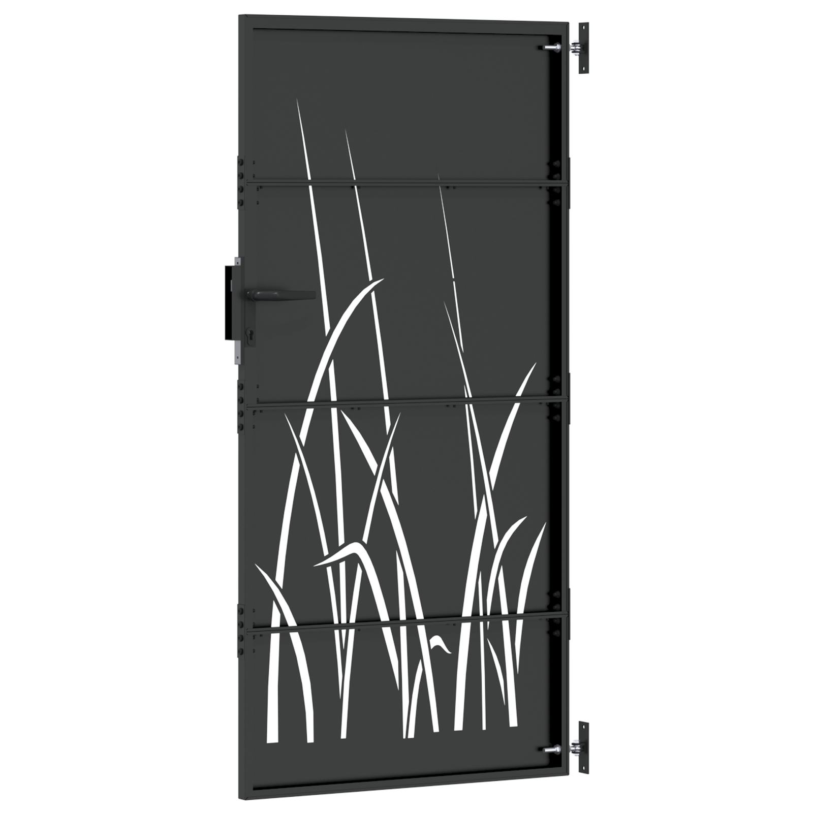 Poartă de grădină Negru 105 x 175 cm Oțel vopsit în pulbere GartenMobel Dekor