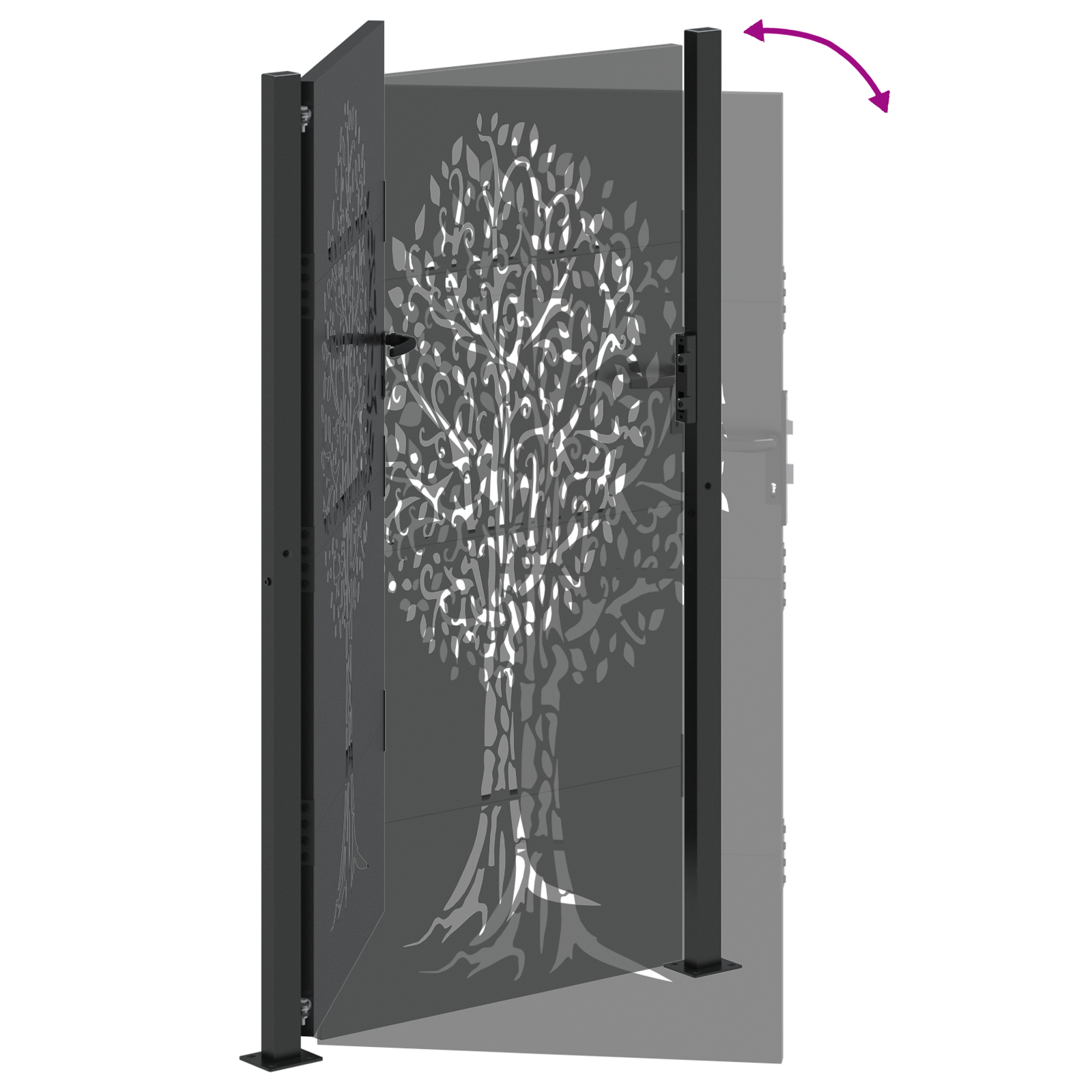 Poartă de grădină Negru 105 x 200 cm Oțel vopsit în pulbere GartenMobel Dekor