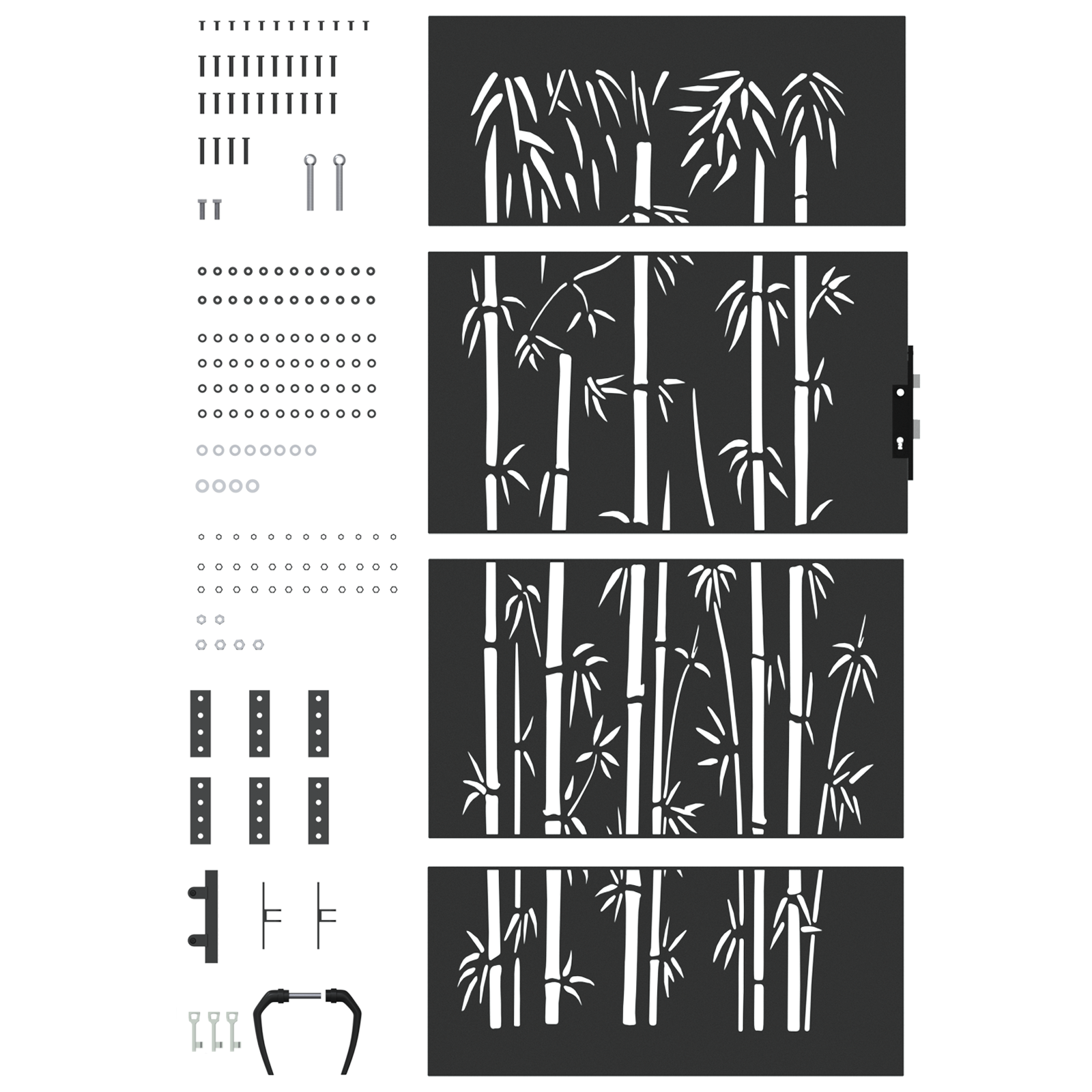 Poartă de grădină Negru 105 x 200 cm Oțel vopsit în pulbere GartenMobel Dekor