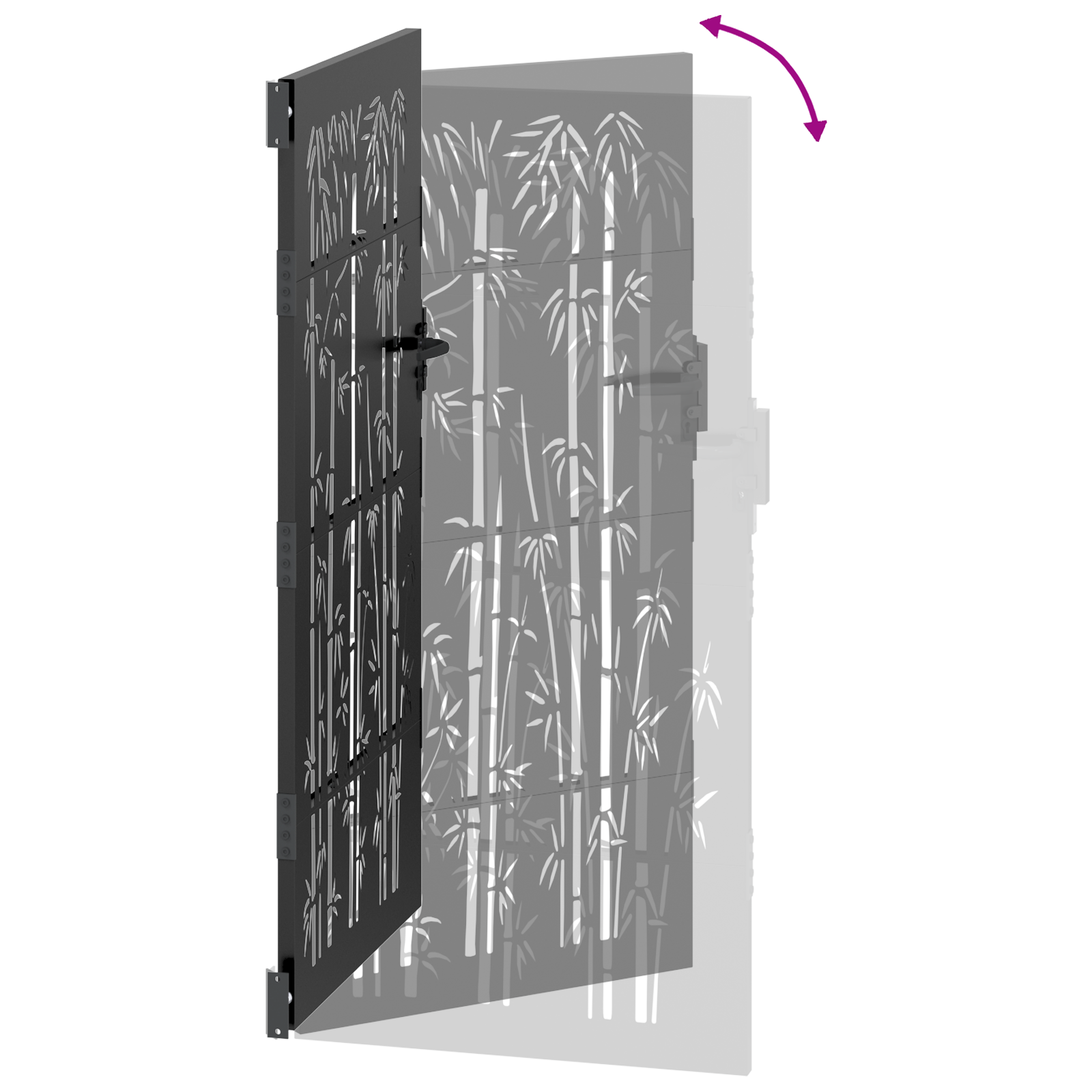 Poartă de grădină Negru 105 x 200 cm Oțel vopsit în pulbere GartenMobel Dekor