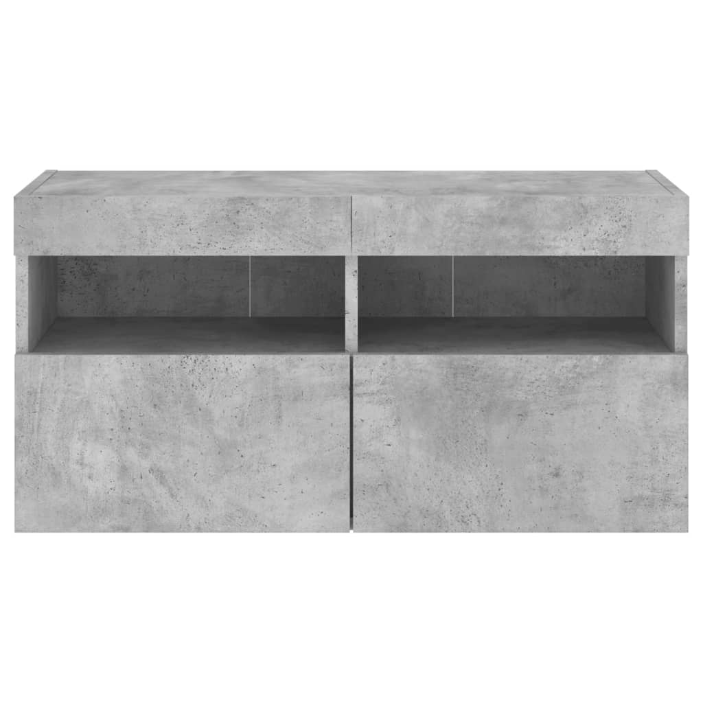 Comodă TV de perete cu lumini LED, gri beton, 80x30x40 cm GartenMobel Dekor