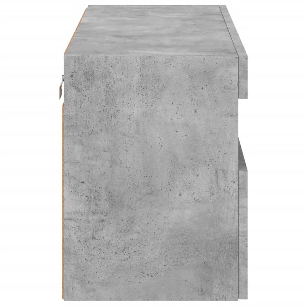 Comodă TV de perete cu lumini LED, gri beton, 80x30x40 cm GartenMobel Dekor