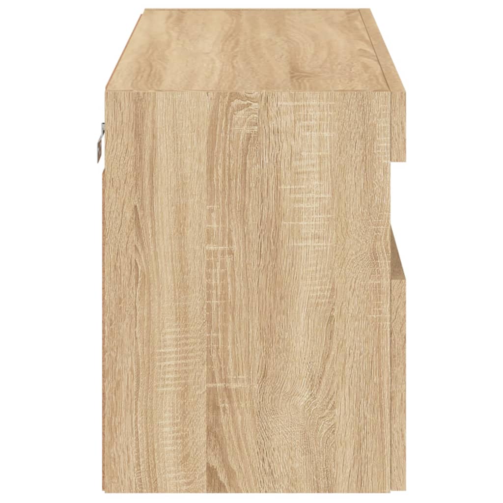 Comodă TV de perete cu lumini LED, stejar sonoma, 80x30x40 cm GartenMobel Dekor