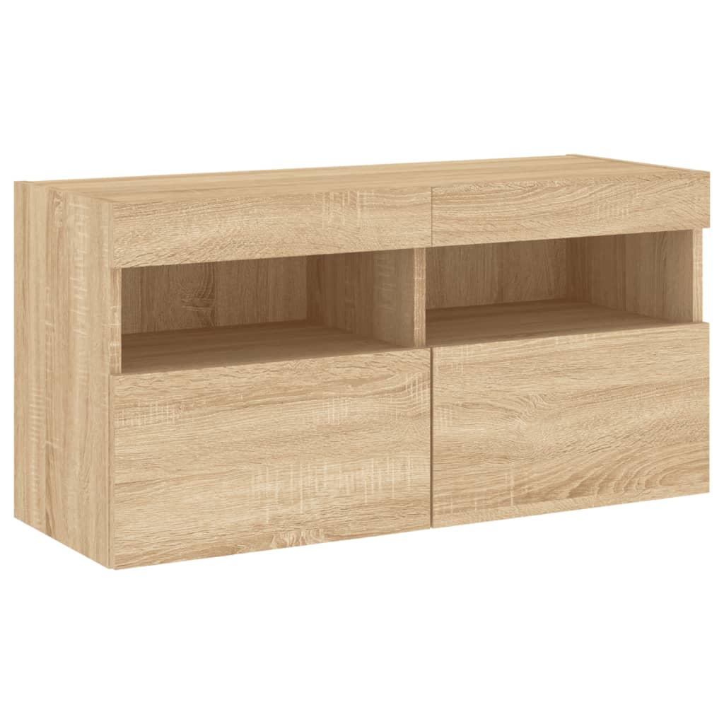 Comodă TV de perete cu lumini LED, stejar sonoma, 80x30x40 cm GartenMobel Dekor