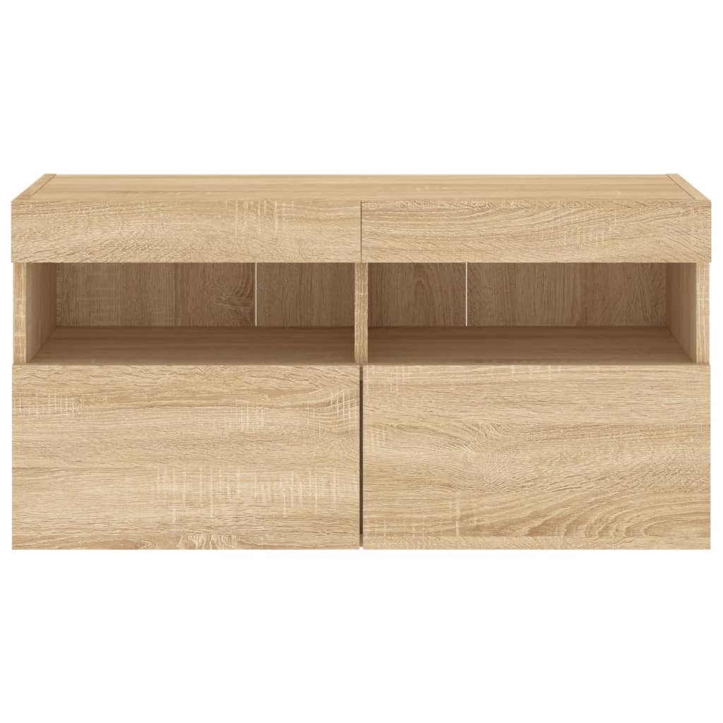 Comodă TV de perete cu lumini LED, stejar sonoma, 80x30x40 cm GartenMobel Dekor
