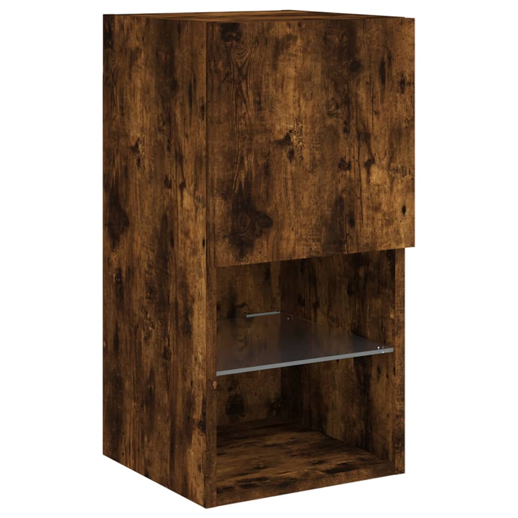 Comode TV cu lumini LED, 2 buc., stejar fumuriu, 30,5x30x60 cm GartenMobel Dekor