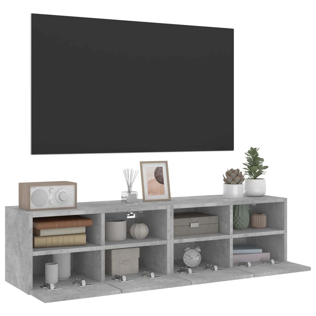 Comode TV de perete, 2 buc., gri beton, 60x30x30 cm, lemn GartenMobel Dekor