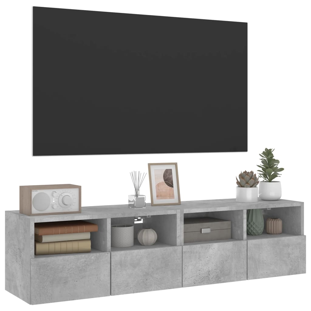 Comode TV de perete, 2 buc., gri beton, 60x30x30 cm, lemn GartenMobel Dekor