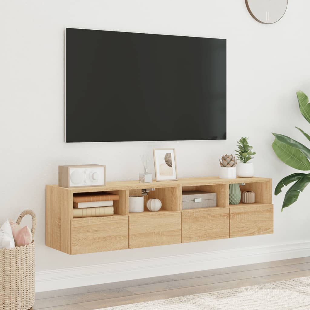 Comode TV de perete, 2 buc., stejar sonoma, 60x30x30 cm, lemn GartenMobel Dekor