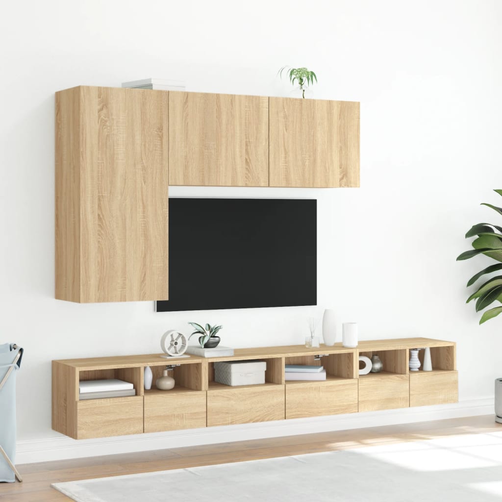 Comode TV de perete, 2 buc., stejar sonoma, 60x30x30 cm, lemn GartenMobel Dekor