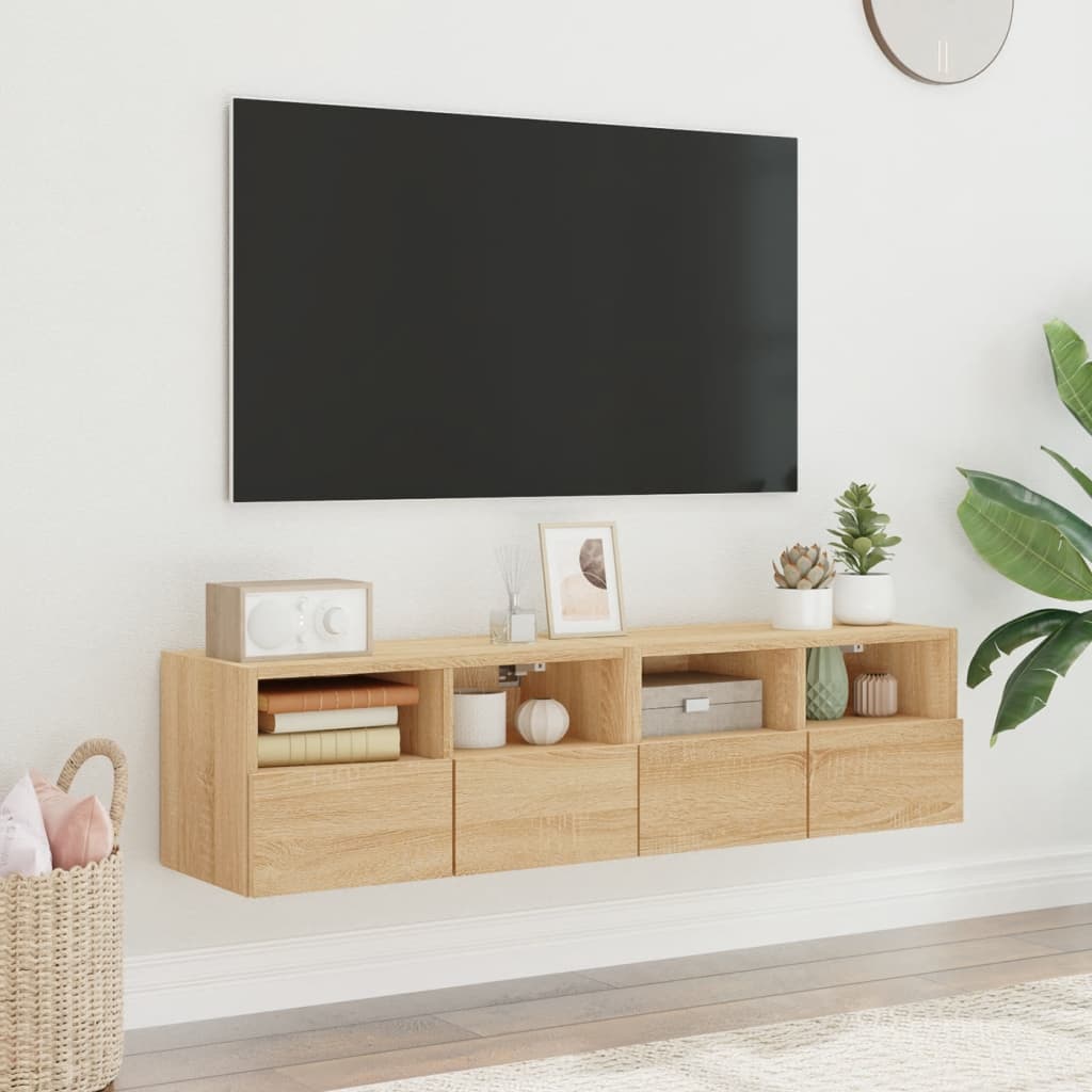 Comode TV de perete, 2 buc., stejar sonoma, 60x30x30 cm, lemn GartenMobel Dekor