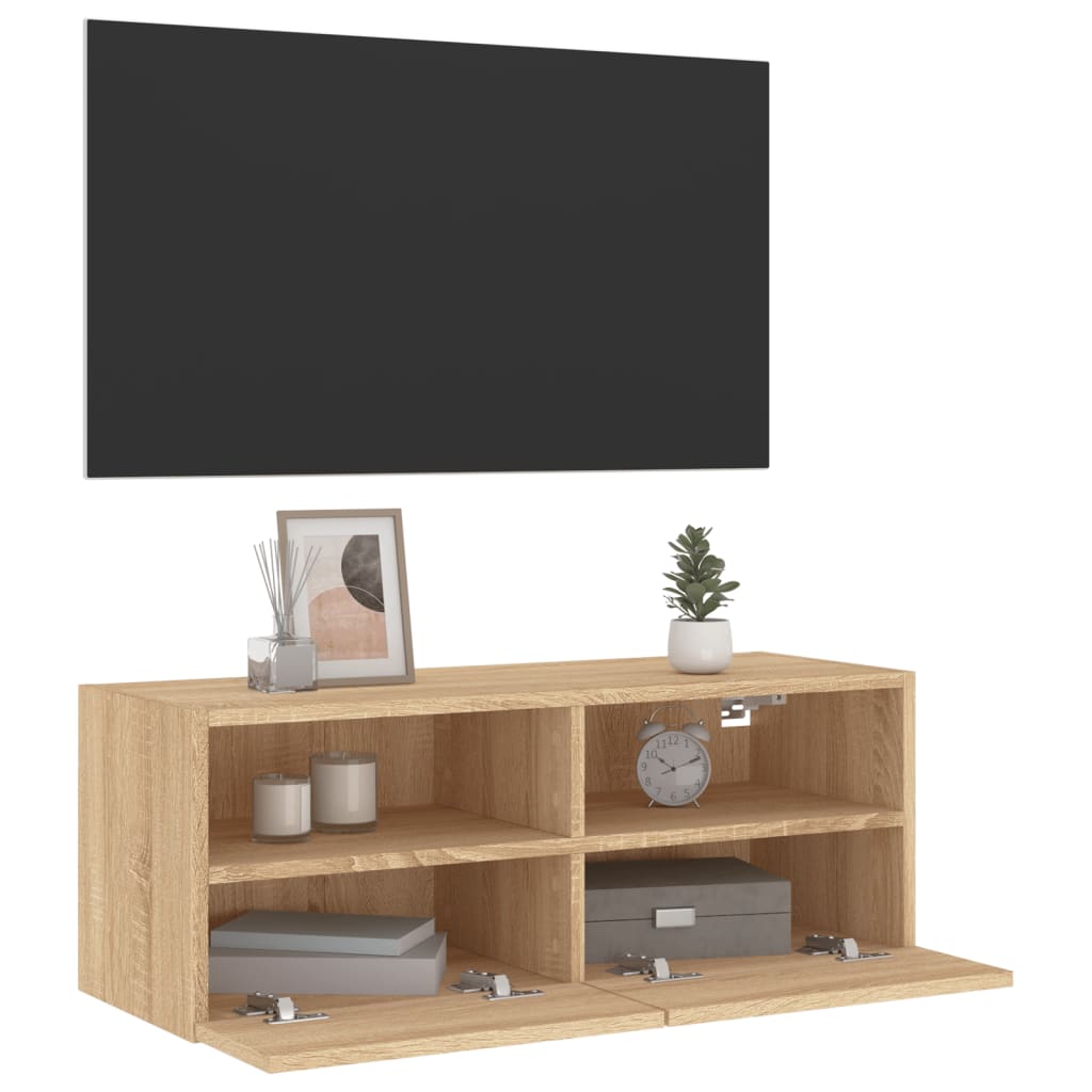 Comode TV de perete, stejar sonoma, 80x30x30 cm, lemn prelucrat GartenMobel Dekor