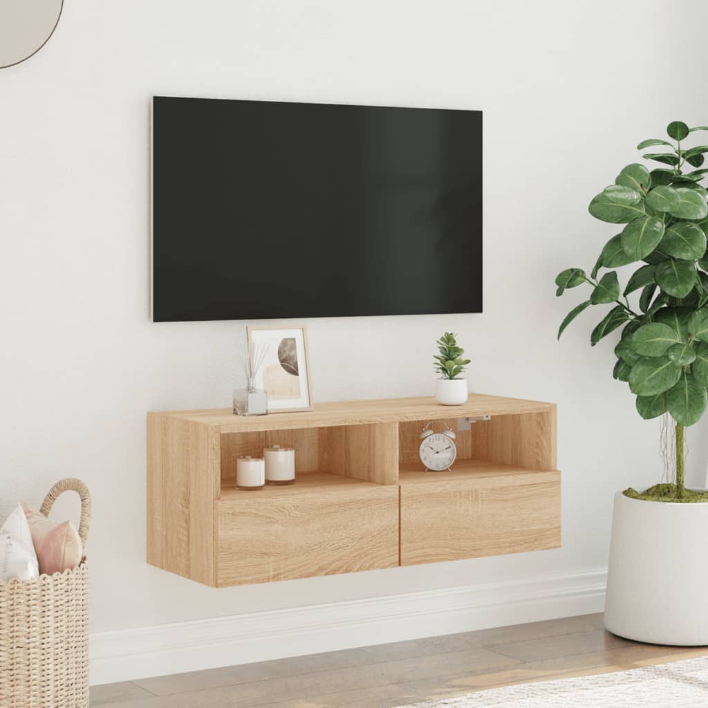Comode TV de perete, stejar sonoma, 80x30x30 cm, lemn prelucrat GartenMobel Dekor