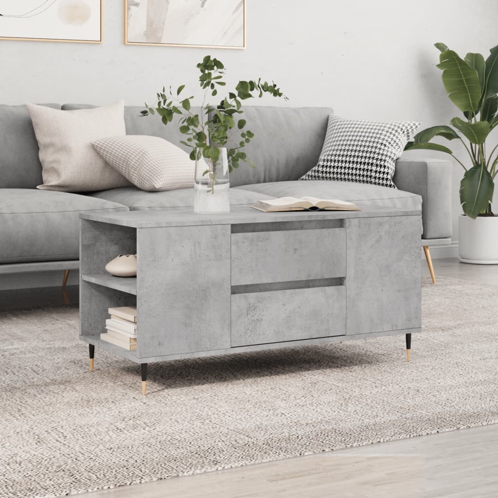 Măsuță de cafea, gri beton, 102x44,5x50 cm, lemn prelucrat GartenMobel Dekor