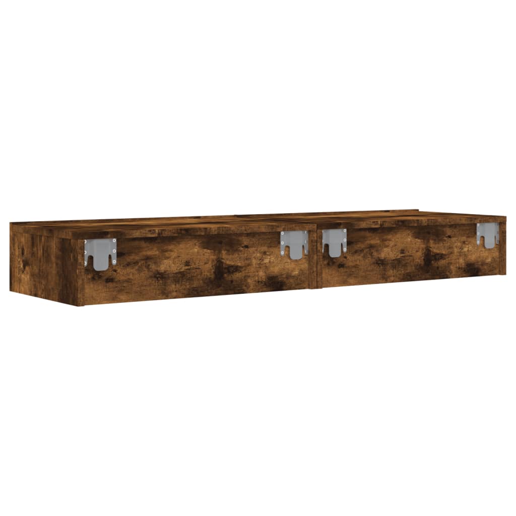 Comode TV cu lumini LED, 2 buc., stejar fumuriu, 60x35x15,5 cm GartenMobel Dekor