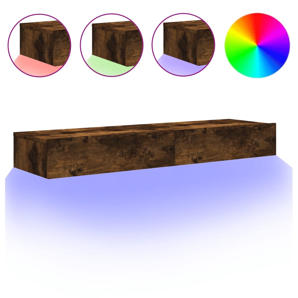 Comode TV cu lumini LED, 2 buc., stejar fumuriu, 60x35x15,5 cm GartenMobel Dekor