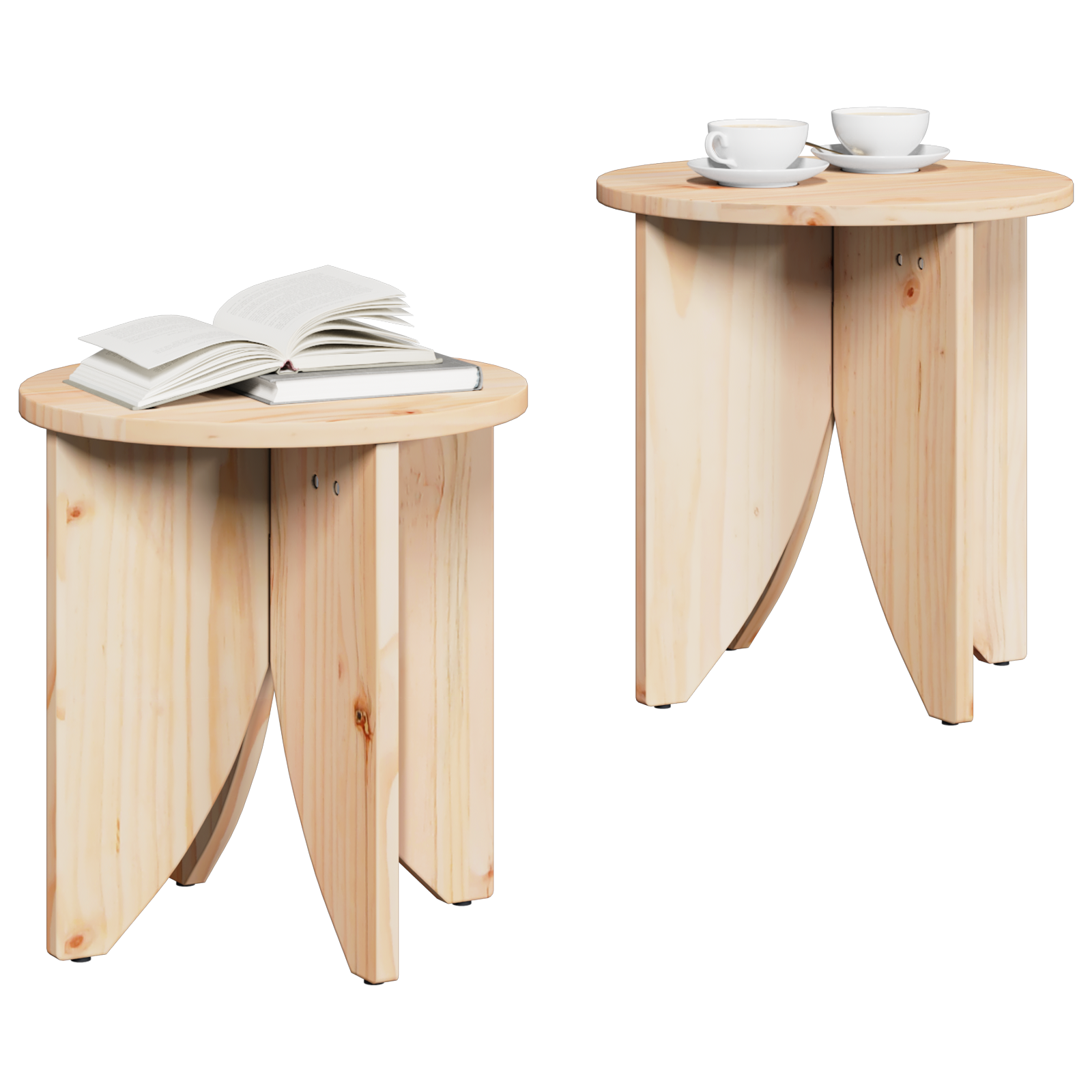 Masă de cafea 2 pcs Natural 41.5 x 41.5 x 44 cm GartenMobel Dekor