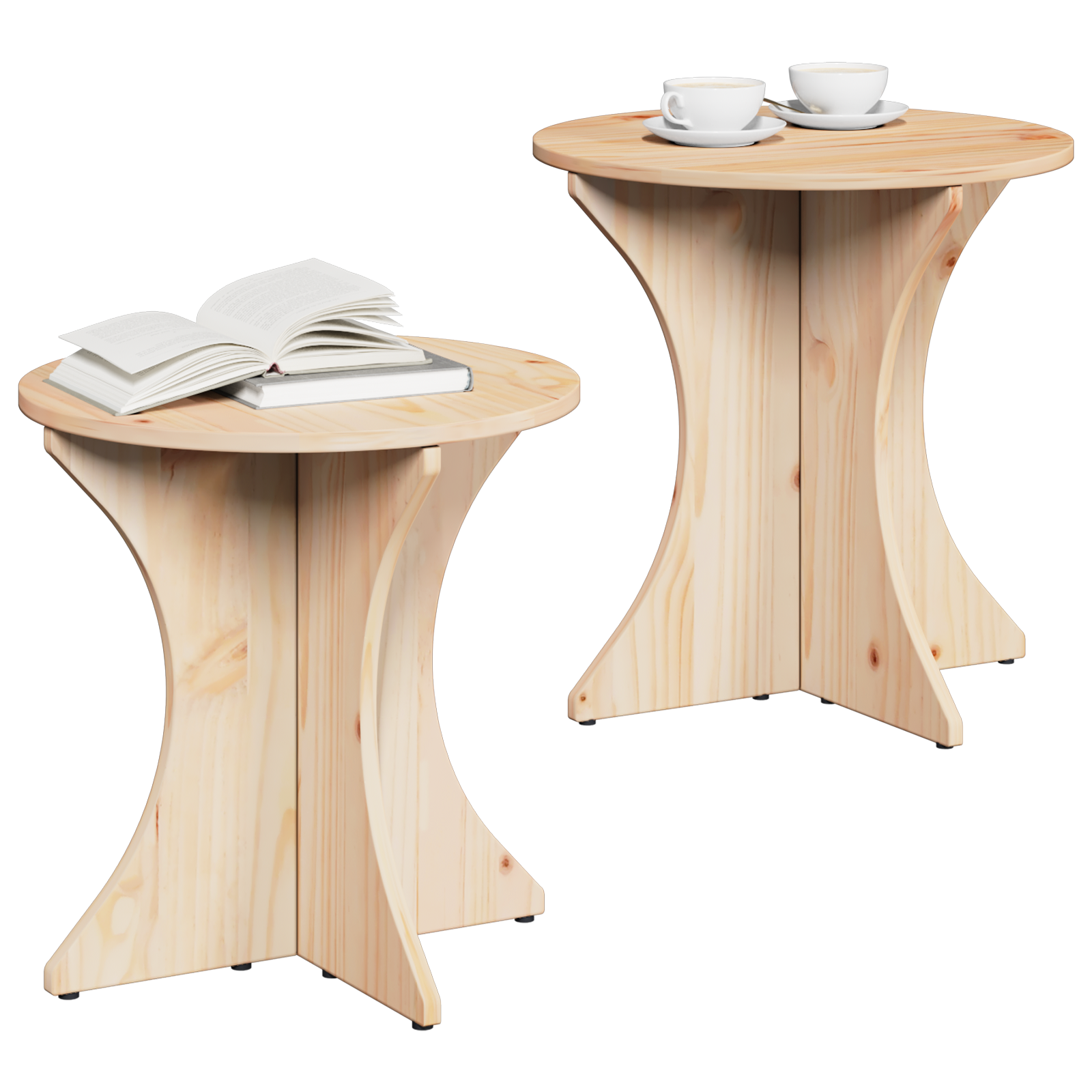 Masă de cafea 2 pcs Natural 46 x 46 x 47 cm Lemn de brad solid GartenMobel Dekor