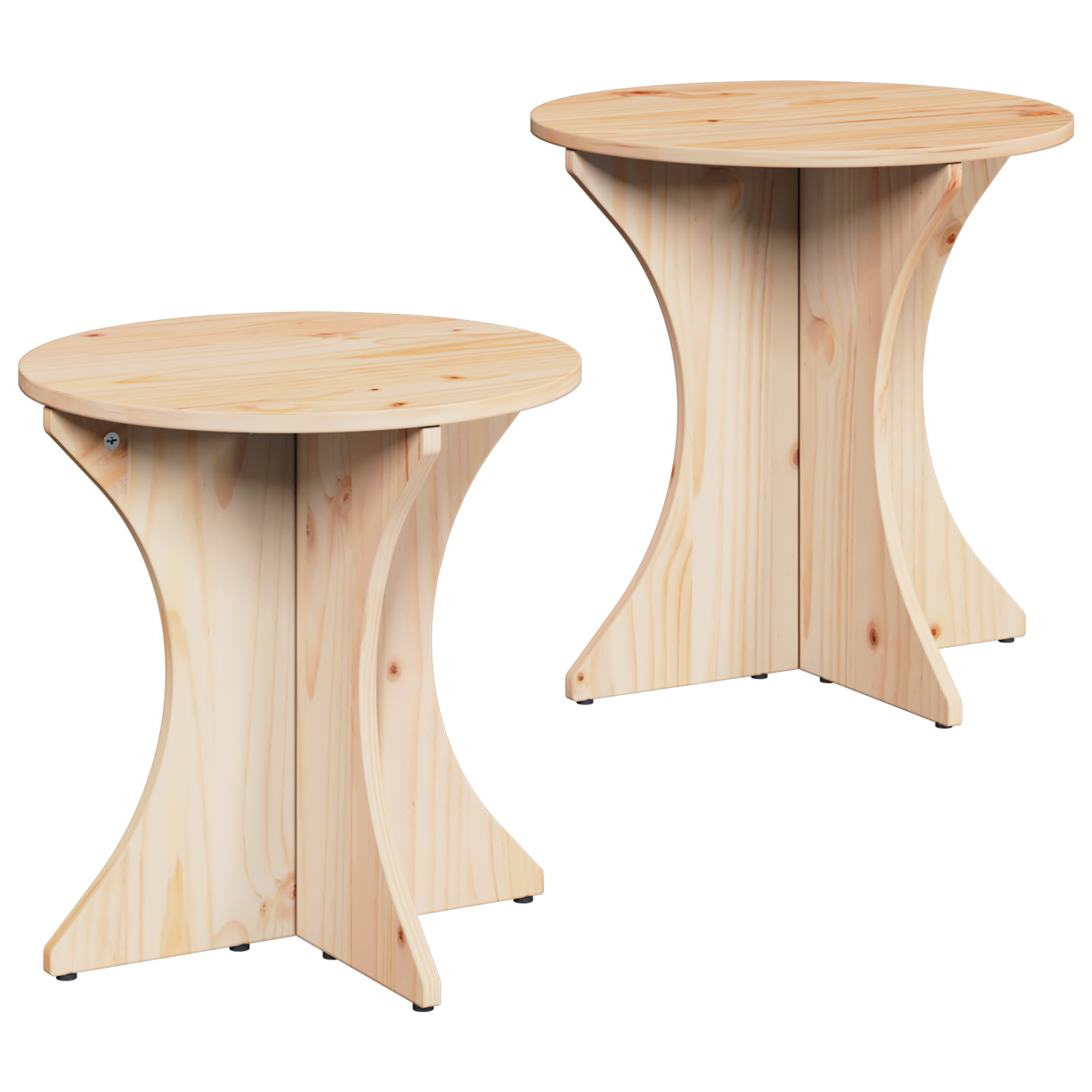 Masă de cafea 2 pcs Natural 46 x 46 x 47 cm Lemn de brad solid GartenMobel Dekor