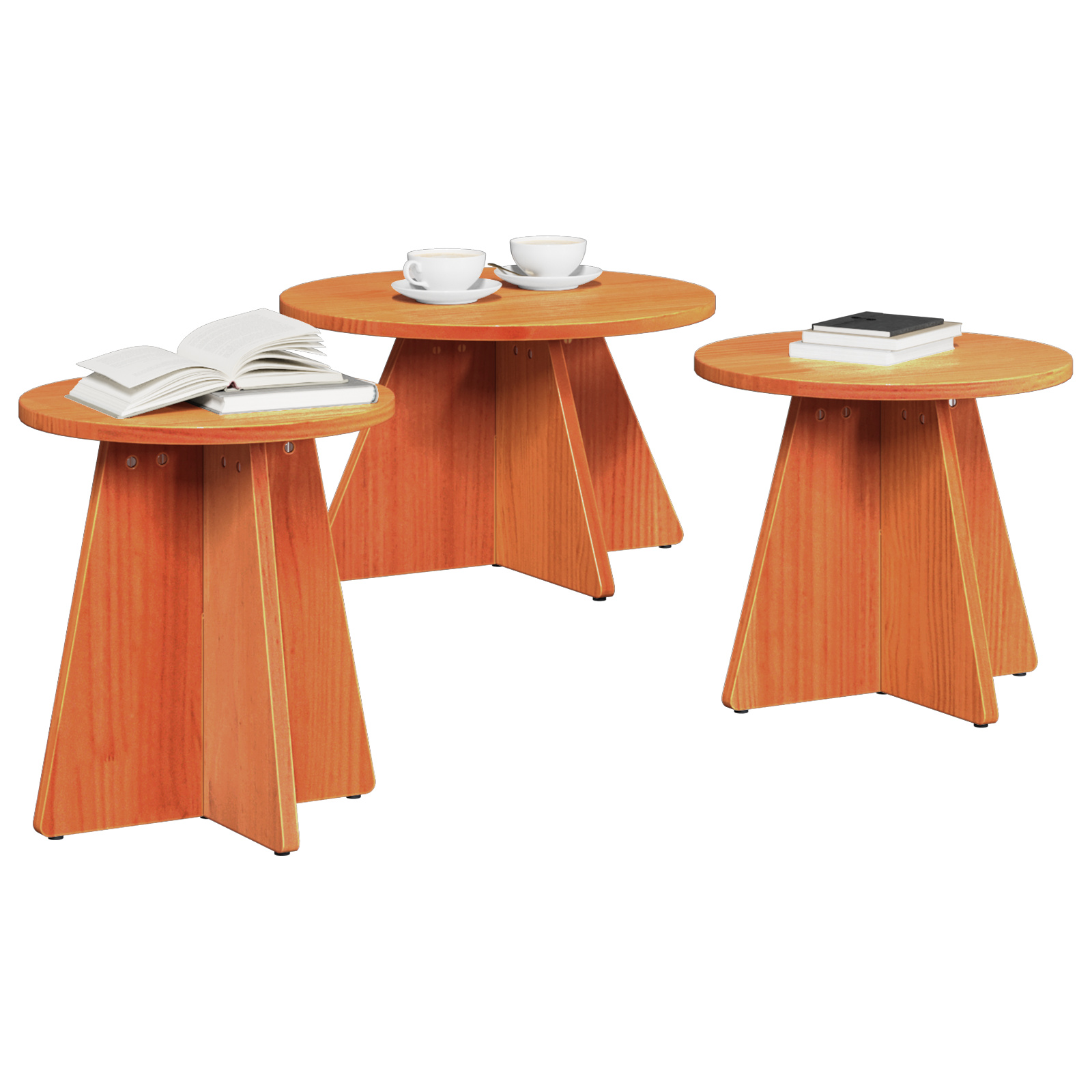 Masă de cafea 3 pcs Maroniu cerat 49 x 49 x 30 cm GartenMobel Dekor
