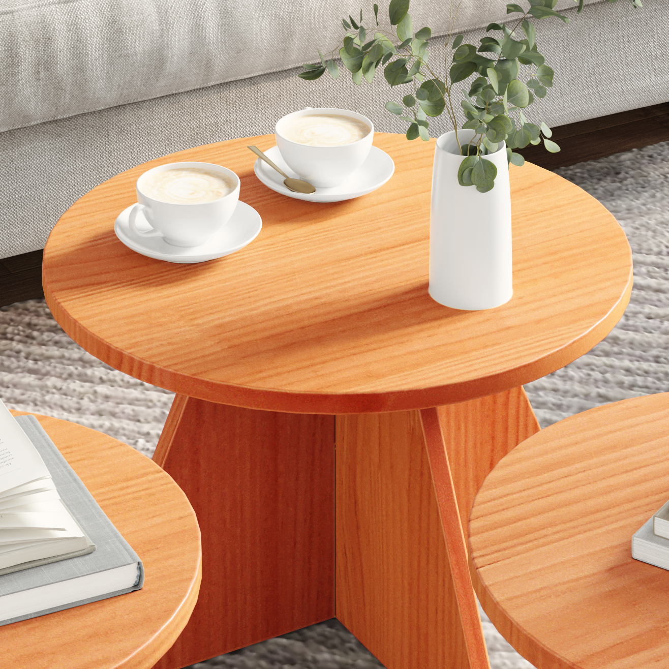 Masă de cafea 3 pcs Maroniu cerat 49 x 49 x 30 cm GartenMobel Dekor