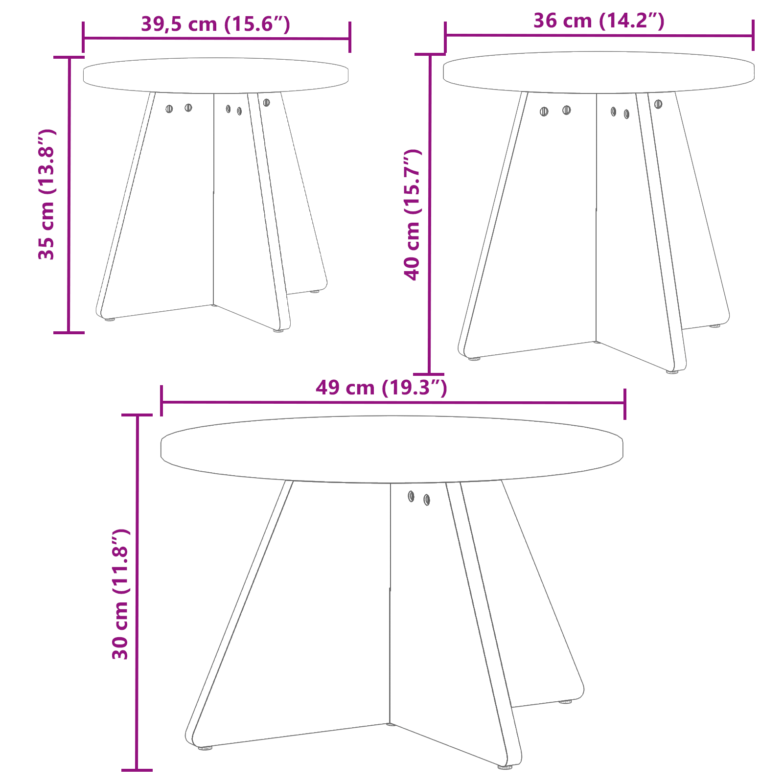 Masă de cafea 3 pcs Maroniu cerat 49 x 49 x 30 cm GartenMobel Dekor