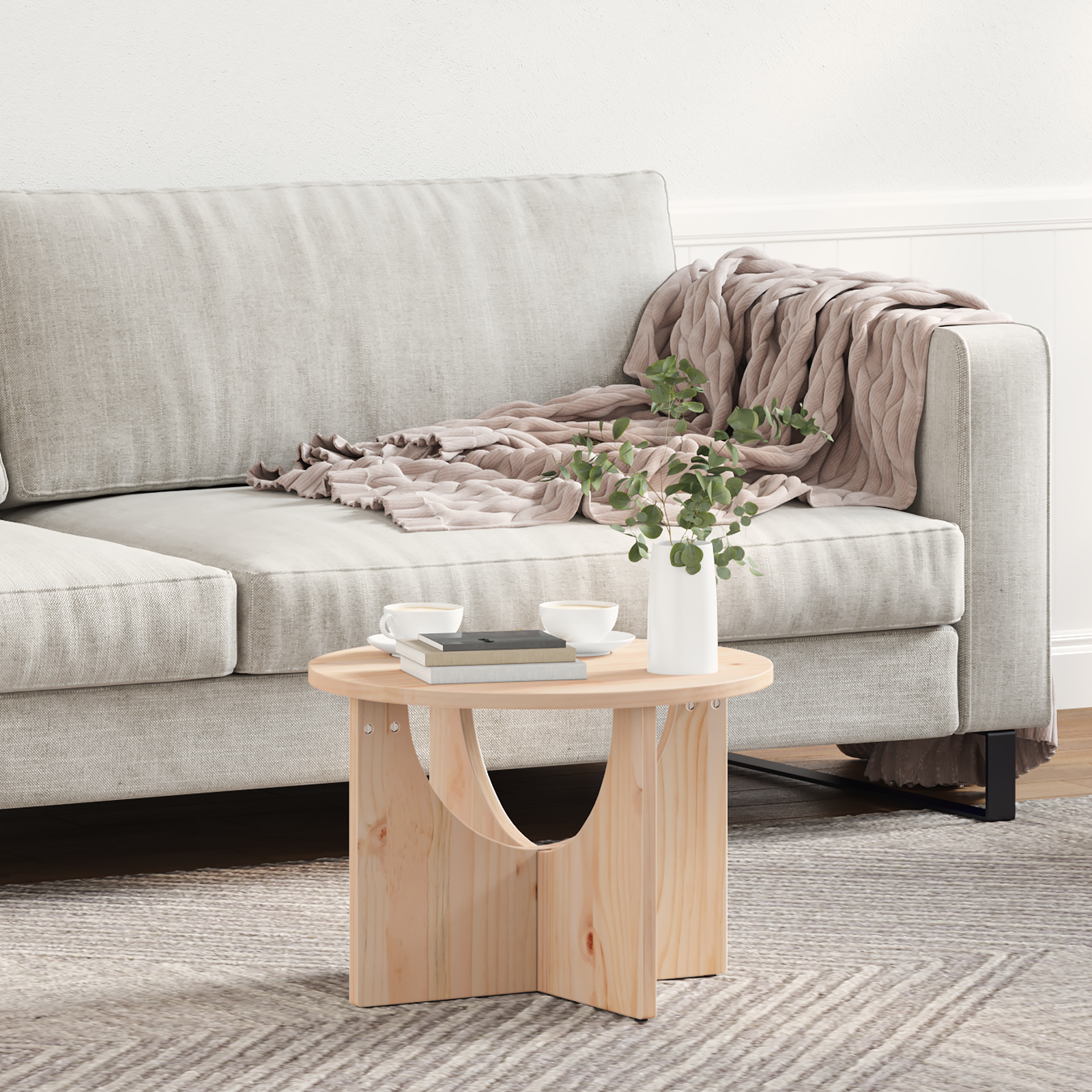 Masă de cafea Natural 50 x 50 x 35 cm Lemn de brad solid GartenMobel Dekor