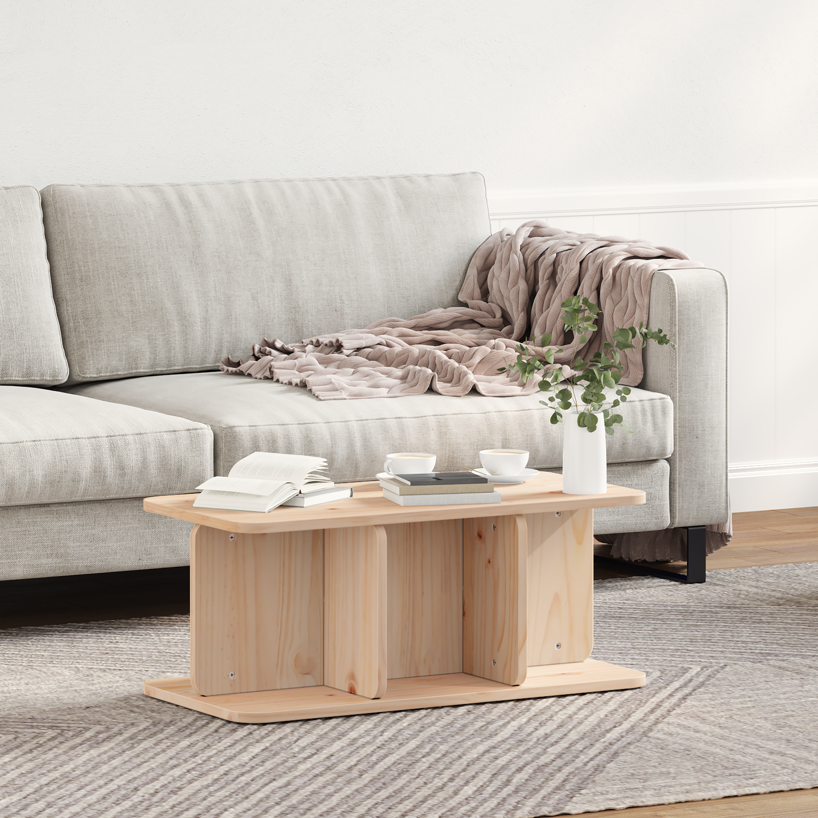 Masă de cafea Natural 80 x 39.5 x 33.5 cm Lemn de brad solid GartenMobel Dekor