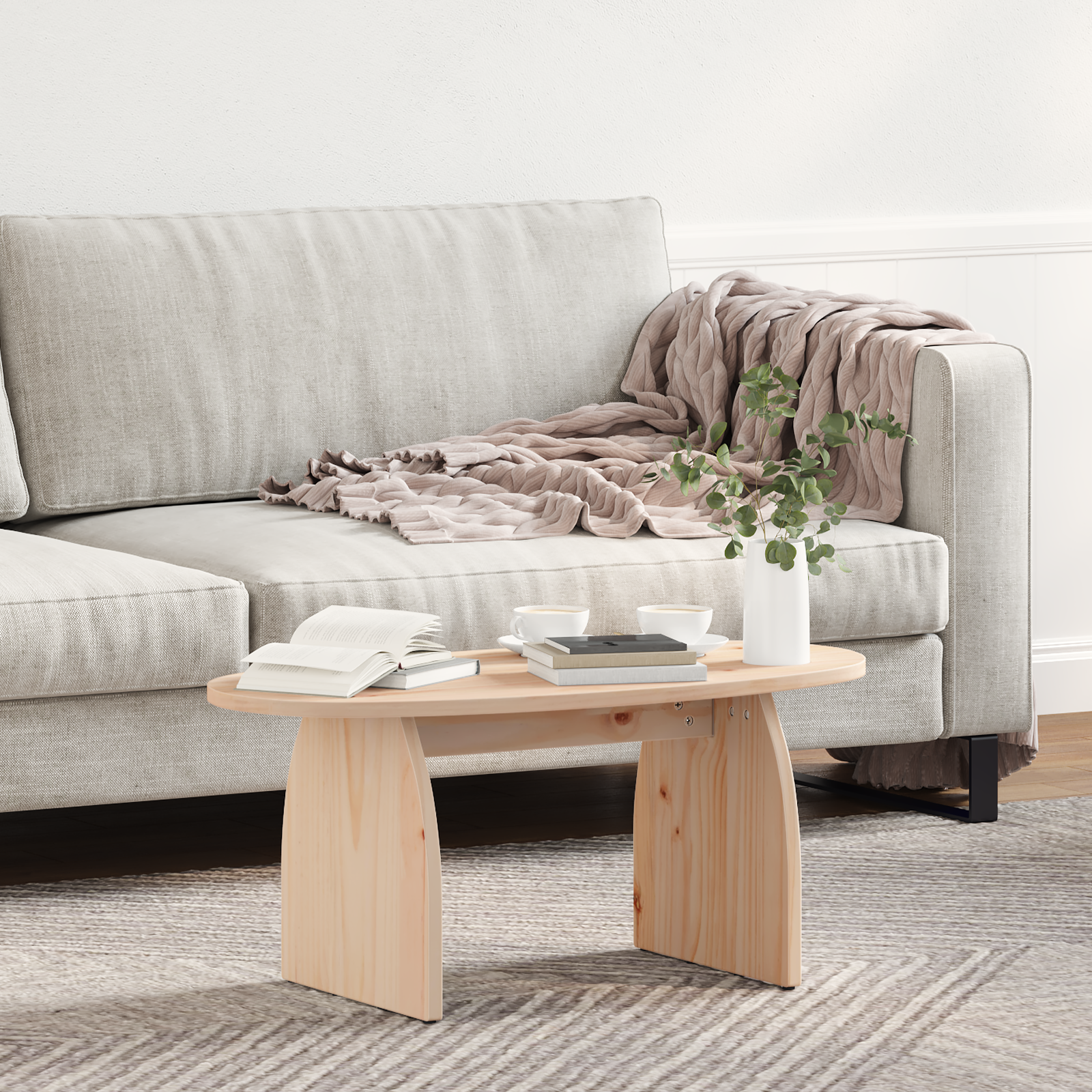 Masă de cafea Natural 80 x 40 x 35 cm Lemn de brad solid GartenMobel Dekor