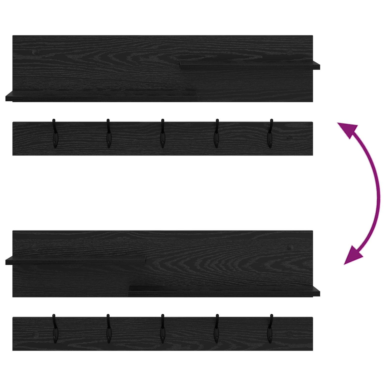 Răcător de paltoane montat pe perete cu raft cu depozitare Stejar negru GartenMobel Dekor