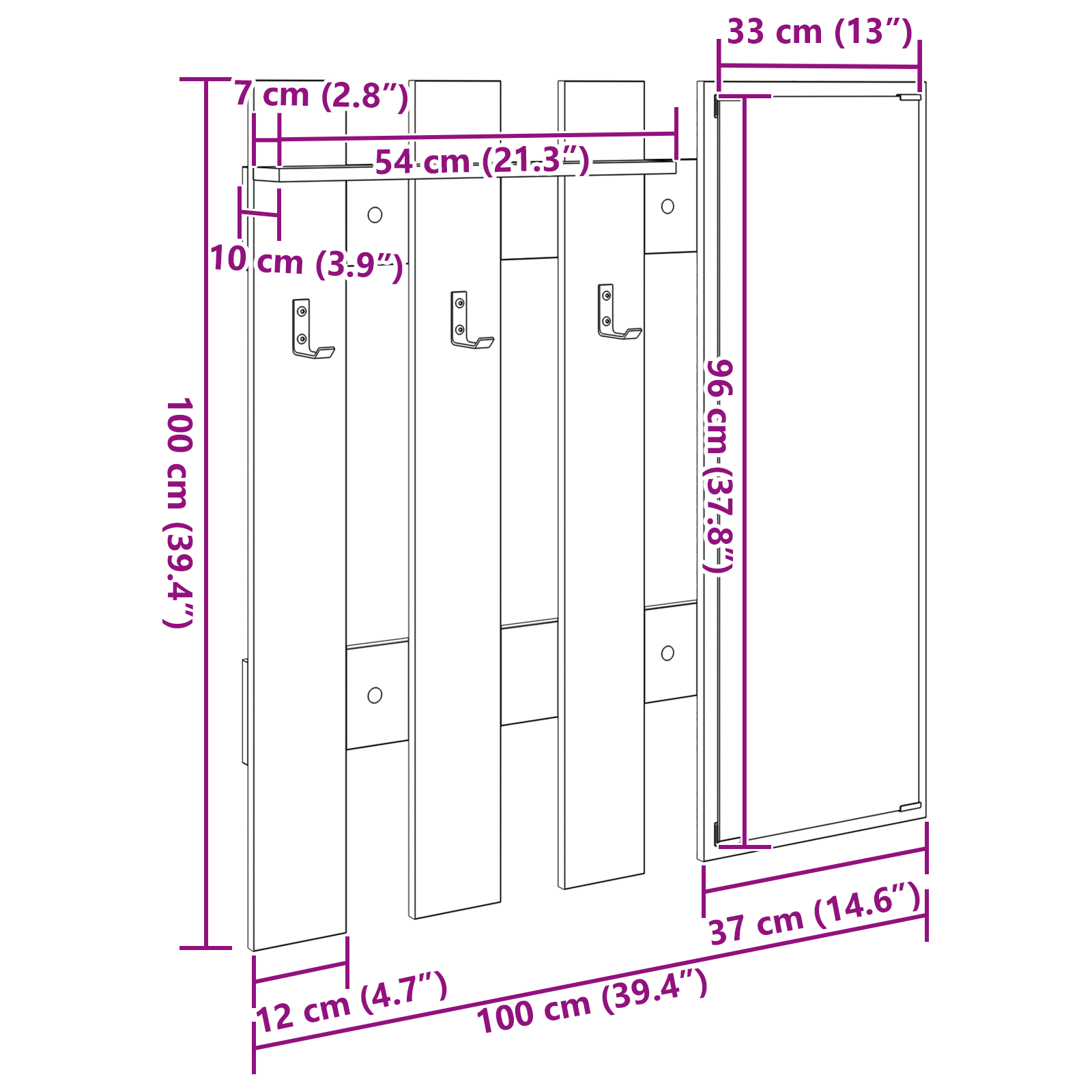 Răcător de paltoane montat pe perete Alb 100 x 10 x 100 cm GartenMobel Dekor