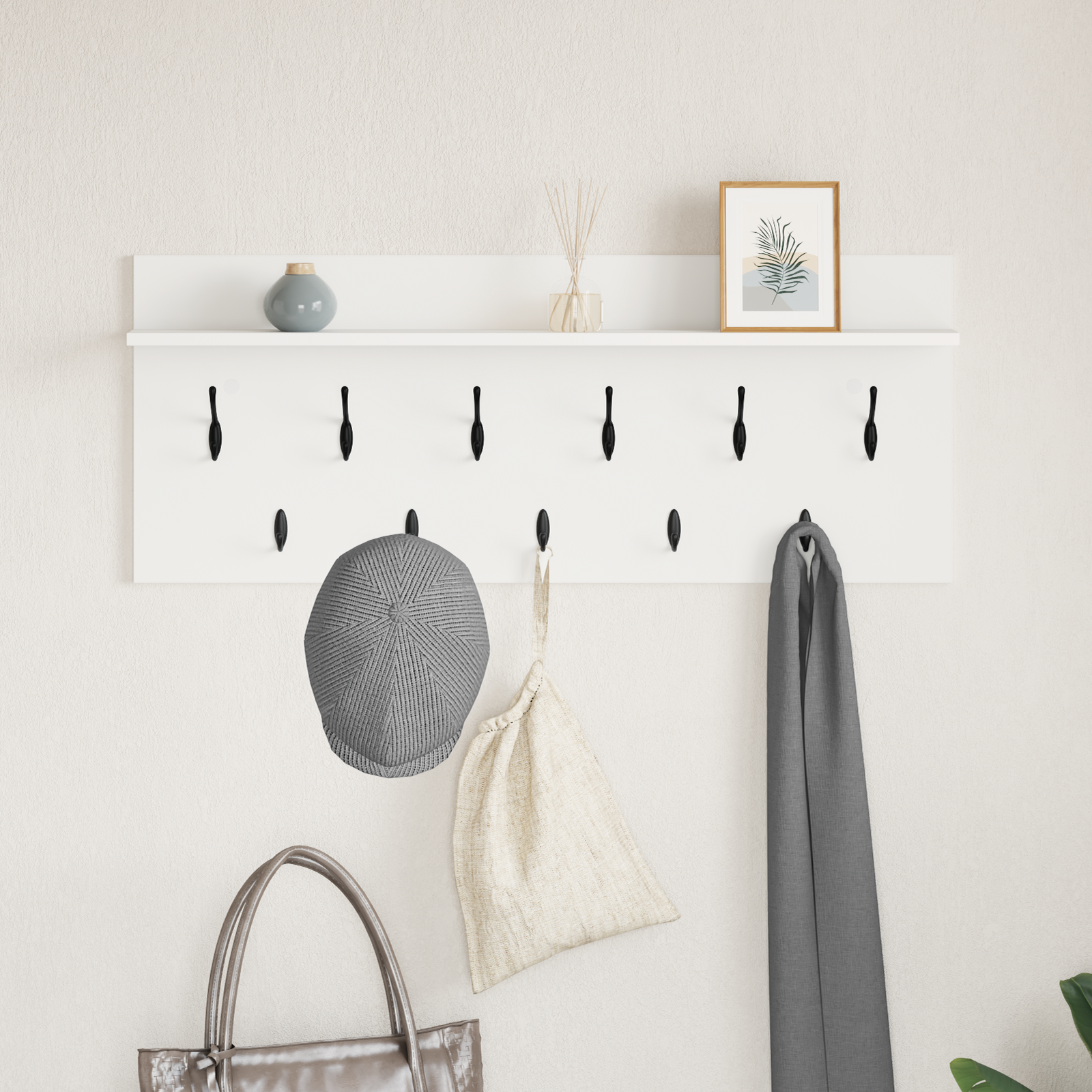 Răcător de paltoane montat pe perete Alb 100 x 40 x 12 cm GartenMobel Dekor