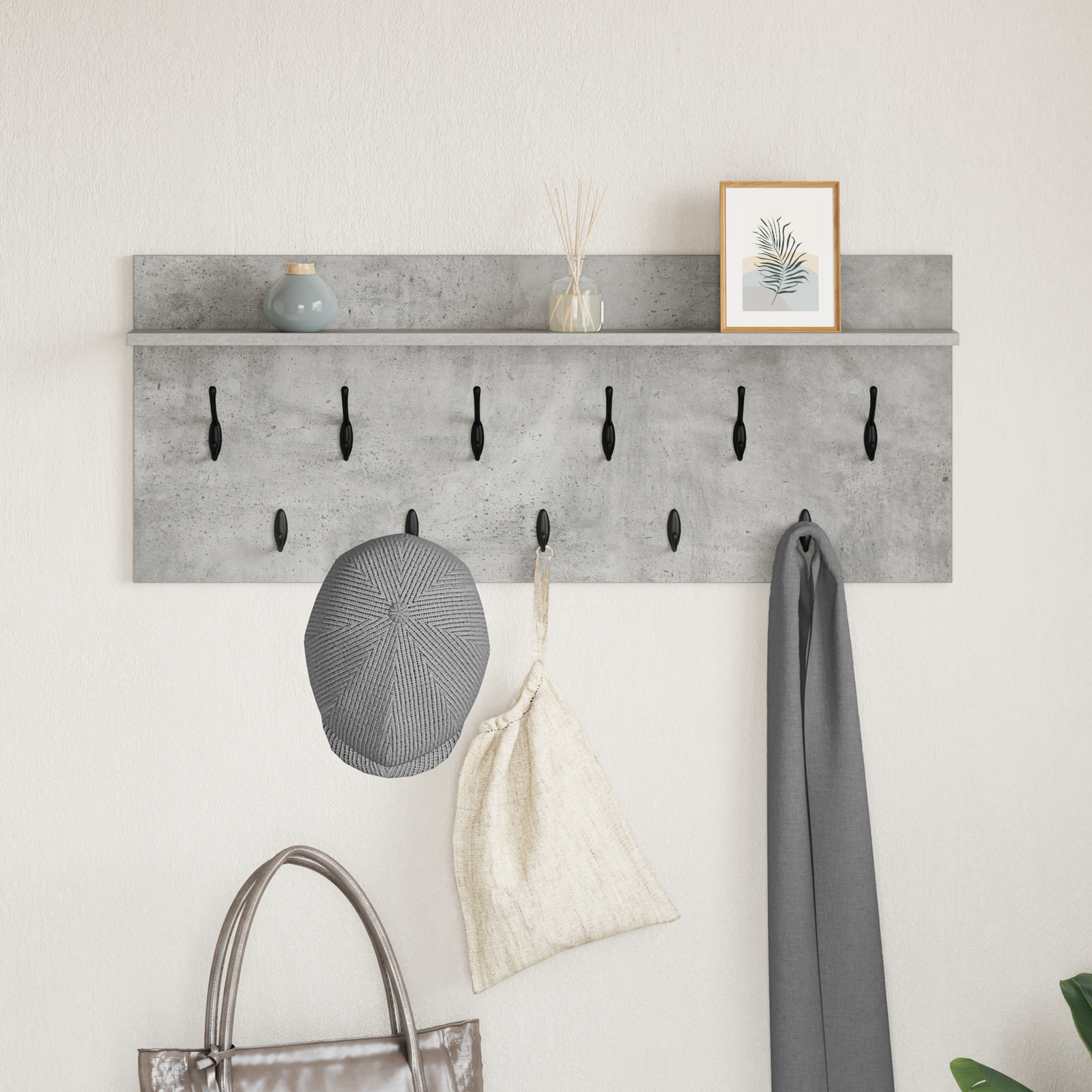 Răcător de paltoane montat pe perete Gri beton 100 x 40 x 12 cm GartenMobel Dekor