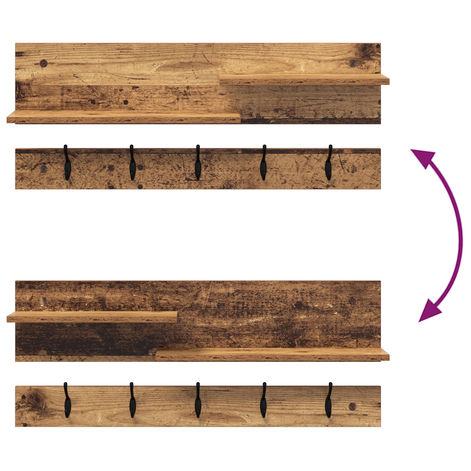 Răcător de paltoane montat pe perete Lemn vechi 90 x 15 x 36 cm GartenMobel Dekor