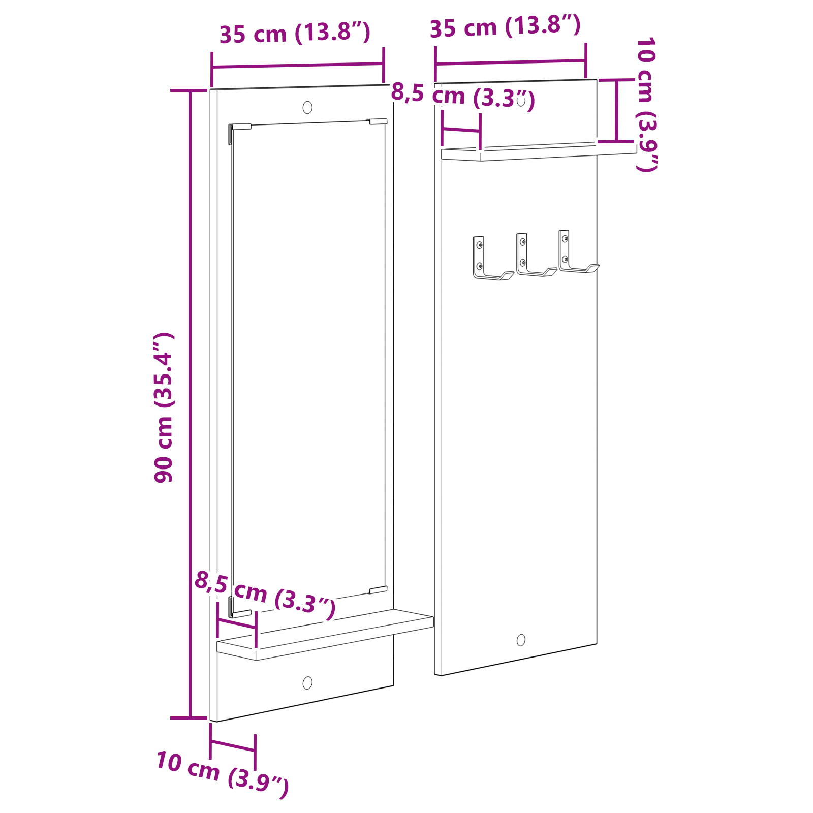 Răcător de paltoane montat pe perete Sonoma oak 70 x 10 x 90 cm GartenMobel Dekor
