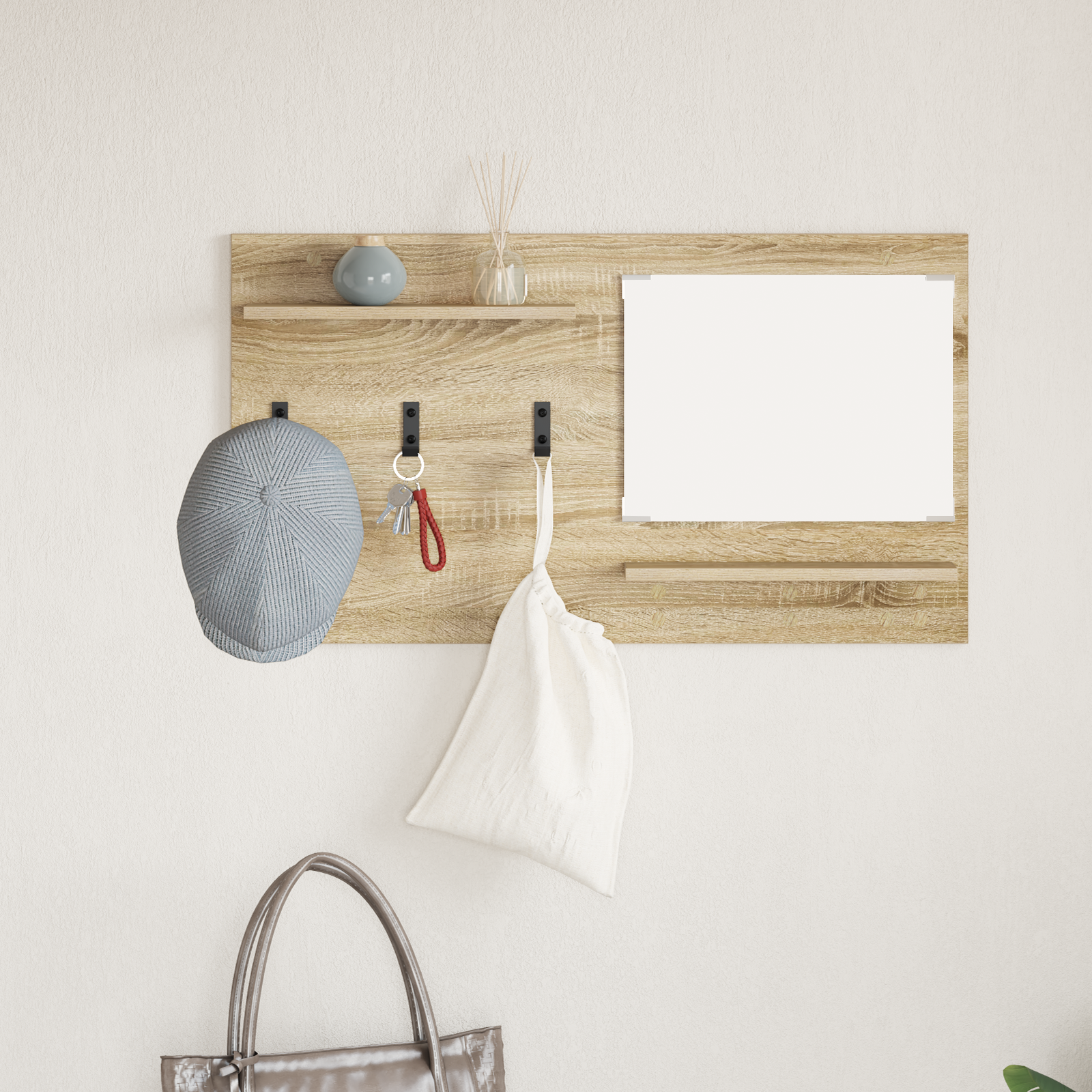 Răcător de paltoane montat pe perete Sonoma oak 90 x 10 x 50 cm GartenMobel Dekor